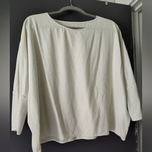 Jamie and the Jones raw silk t top, M, natural color, like new